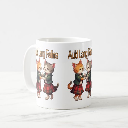 Auld Lang Feline Orange Cats Dancing Ceilidh  コーヒーマグカップ (正面左)