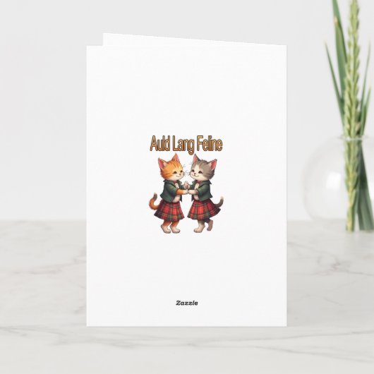 Auld Lang Feline Orange Cats Dancing Greeting Card シーズンカード (裏面)