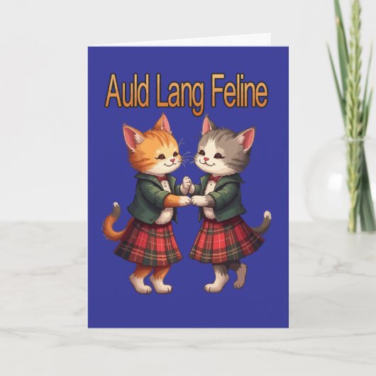 Auld Lang Feline Orange Cats Dancing Greeting Card シーズンカード (正面)