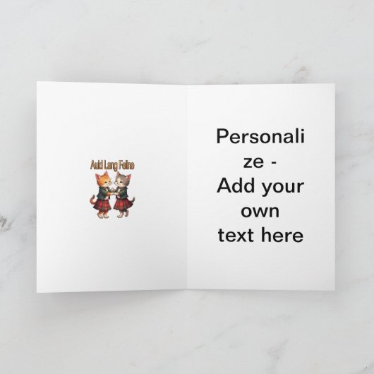 Auld Lang Feline Orange Cats Dancing Greeting Card シーズンカード (内部)