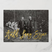 Auld Lang Syne新年の写真金ゴールド 箔シーズンカード (正面)