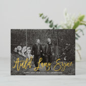 Auld Lang Syne新年の写真金ゴールド 箔シーズンカード (立ち正面)