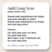 Auld Lang Syne Lyrics New Year's Eve Personalized コースター (正面)