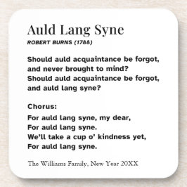 Auld Lang Syne Lyrics New Year's Eve Personalized コースター