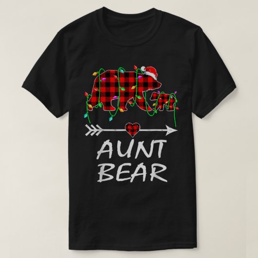 Aunt Bear Christmas Pajama Red Plaid Buffalo Xmas Tシャツ (デザイン正面)