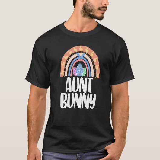 Aunt Bunny Easter Rainbow Love Funny Women Easter  Tシャツ (正面)