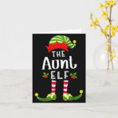 Aunt Christmas Elf Matching Pajama X-mas Party カード (黄色い花)