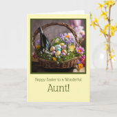 Aunt Happy Easter with Wine in Easter Basket カード (黄色い花)