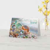 Aunt Happy Mothers Day with Seashells and Glass カード (黄色い花)