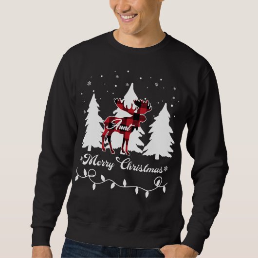 Aunt Moose Buffalo Red Plaid Christmas Matching Fa スウェットシャツ (正面)