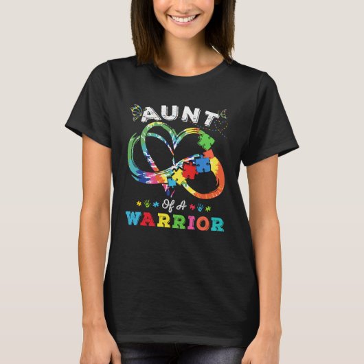 Aunt Of A Warrior Autism Awareness Love Puzzle Tie Tシャツ (正面)