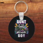 Aunt Of The Birthday Boy Matching Video Game Birth キーホルダー (正面)