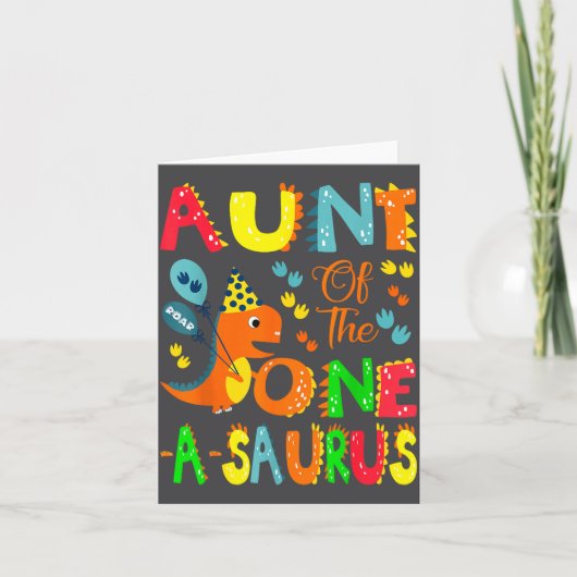 Aunt Of The One-a-saurus 1st Birthday Boy Dinosaur カード (正面)