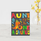 Aunt Of The One-a-saurus 1st Birthday Boy Dinosaur カード (黄色い花)