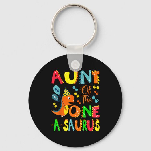 Aunt Of The One-a-saurus 1st Birthday Boy Dinosaur キーホルダー (正面)