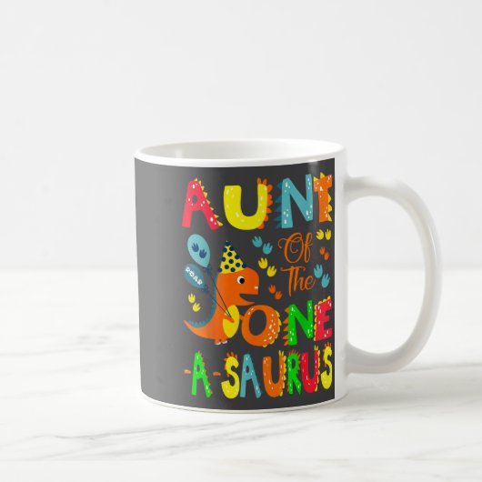 Aunt Of The One-a-saurus 1st Birthday Boy Dinosaur コーヒーマグカップ (右)