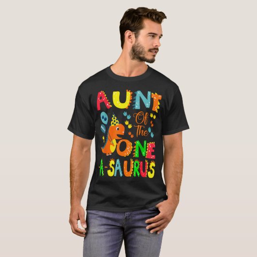 Aunt Of The One-a-saurus 1st Birthday Boy Dinosaur Tシャツ (正面フル)