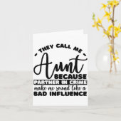 Aunt Partner In Crime Shirt Aunt Tee Shirts Sarcas カード (黄色い花)