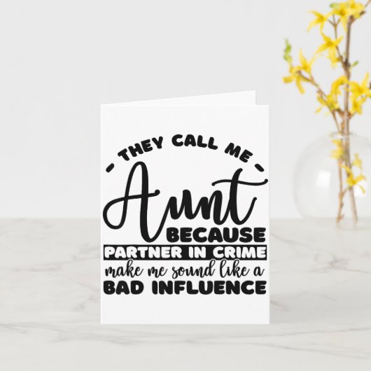 Aunt Partner In Crime Shirt Aunt Tee Shirts Sarcas カード (黄色い花)