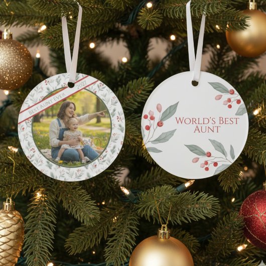 Aunt Photo Christmas Ornament - "Best Aunt Ever" オーナメント