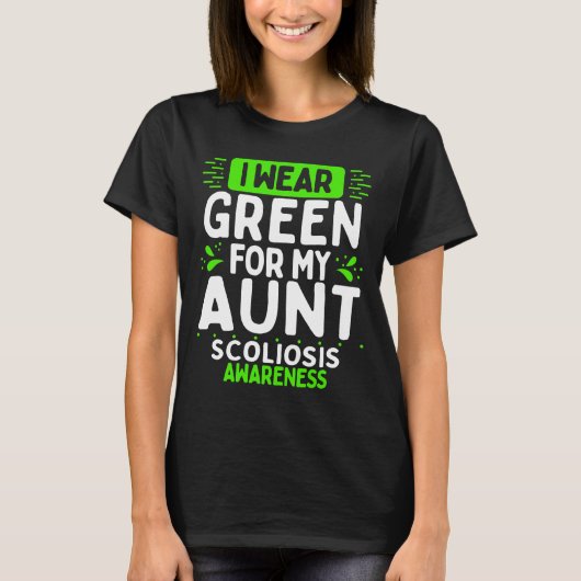 Aunt Scoliosis Awareness Warrior Green Ribbon Tシャツ (正面)