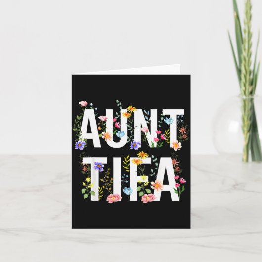 Aunt Tifa - Retro Wildflowers Floral Feminist Mom  カード (正面)