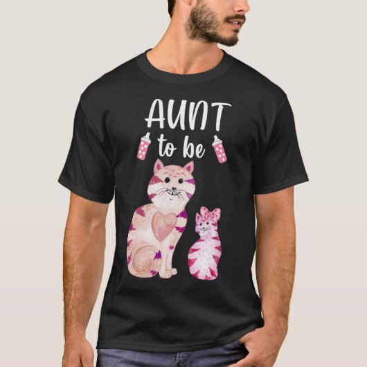 Aunt To Be Cat Baby Shower For Girl Tシャツ (正面)