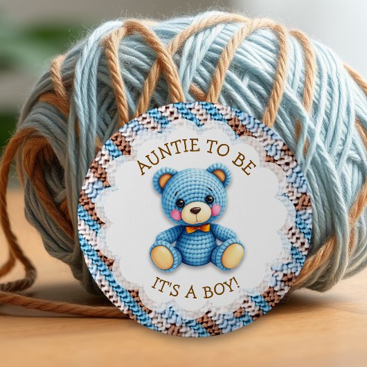 Aunt To Be | Crochet Teddy Bear Baby Shower  缶バッジ