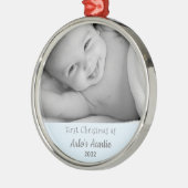Auntieの第1回クリスマスパーソナライズされた名写真 メタルオーナメント (左)