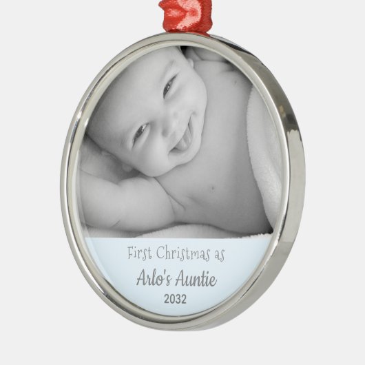Auntieの第1回クリスマスパーソナライズされた名写真 メタルオーナメント (左)