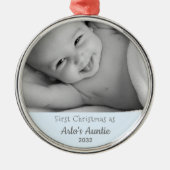 Auntieの第1回クリスマスパーソナライズされた名写真 メタルオーナメント (正面)