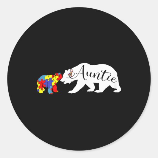 Auntieクマ自閉症の認知月叔母の女性Niec ラウンドシール (正面)