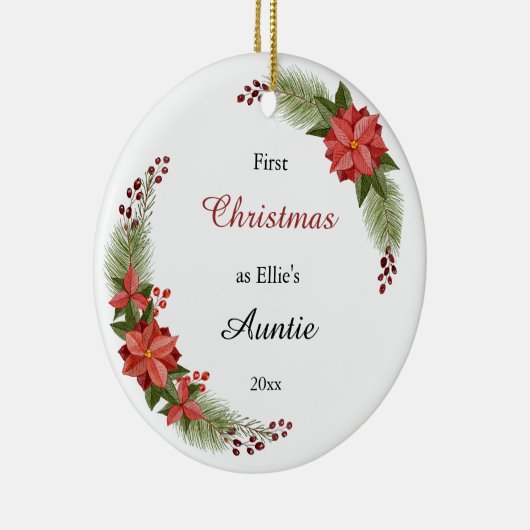 Auntieベビーフォト初めてのクリスマスフローラ セラミックオーナメント (右)