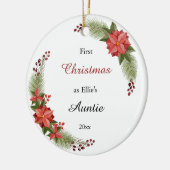 Auntieベビーフォト初めてのクリスマスフローラ セラミックオーナメント (左)