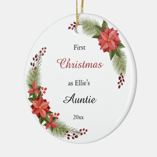 Auntieベビーフォト初めてのクリスマスフローラ セラミックオーナメント (左)