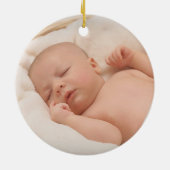 Auntieベビーフォト初めてのクリスマスフローラ セラミックオーナメント (裏面)