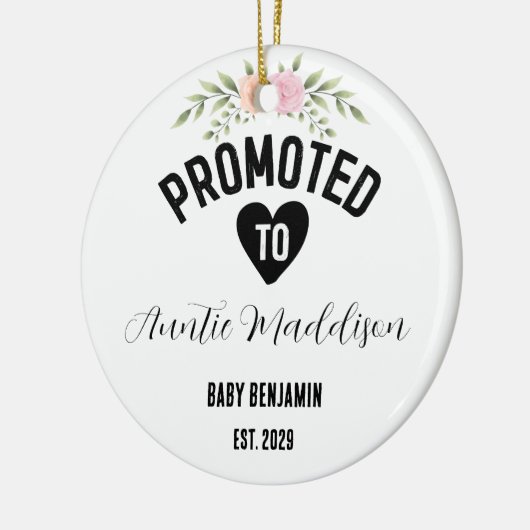 Auntieベビー名にパーソナライズされた昇格 セラミックオーナメント (左)