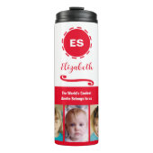 Auntie名前を追加するフォトコラージュ白い赤 タンブラー (正面)