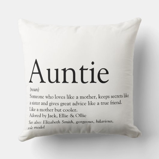 Auntie定義ことわざ白黒(大) クッション (裏面)