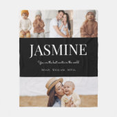 Auntie白黒モードタイポグラフィ4写真 フリースブランケット (正面)