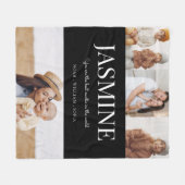 Auntie白黒モードタイポグラフィ4写真 フリースブランケット (正面(横))