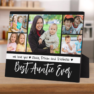 Auntie 最高の Ever 5フォトコラージュ白黒 フォトプラーク