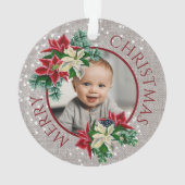 Auntie 1st Christmas Poinsettiaフォトオーナメント オーナメント (裏面)