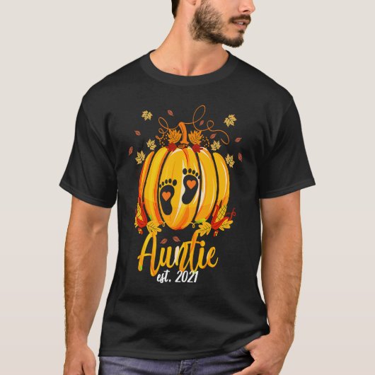 Auntie 2021パンプキンファミリーマッチングサンクスギビング tシャツ (正面)