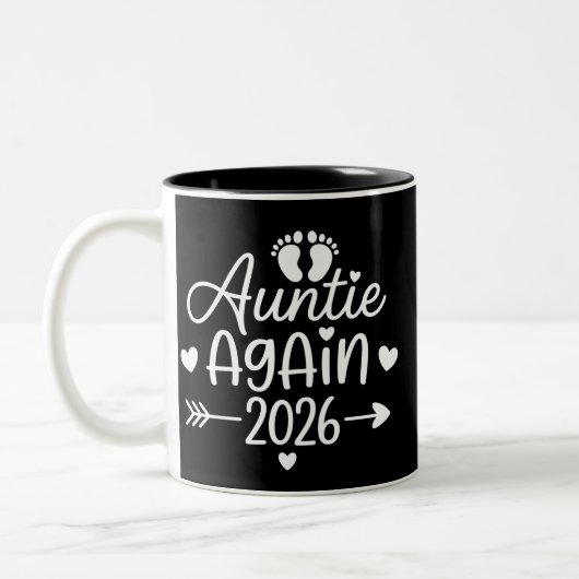 Auntie Again 2026 Pregnancy Announcement ツートーンマグカップ (左)