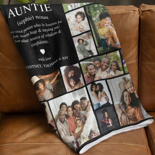 Auntie Definition Photo Collage フリースブランケット