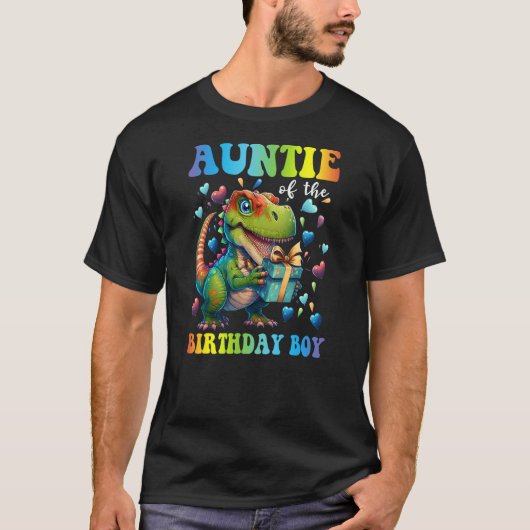 Auntie Dinosaur Shirt Funny Cute Birthday Boy Fami Tシャツ (正面)