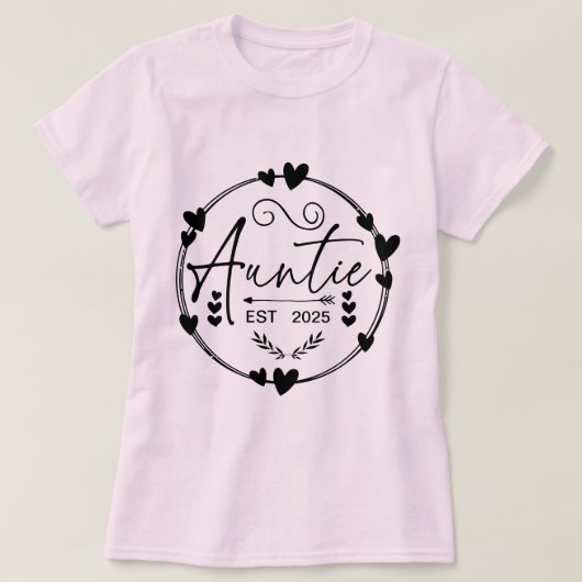 Auntie Est 2025妊娠発表おばさんおもしろい Tシャツ (デザイン正面)