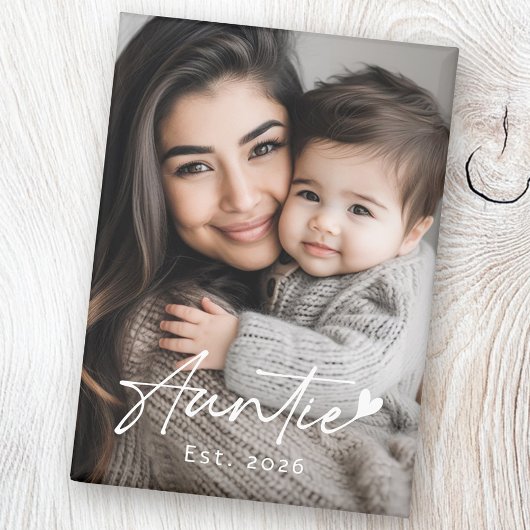 Auntie Est Year手書きスクリプトハート マグネット