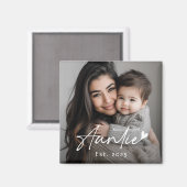 Auntie Est Year手書きスクリプトハート マグネット (正面/裏面)